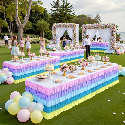 6ft Tulle Tutu Table Skirt – Chiffon Ruffle Table Skirting for Birthday Party, Wedding, Bridal Shower, Girls Party & Holiday Decor – Easy Hook & Loop Install, 12 Colors (72"L x 30"H)