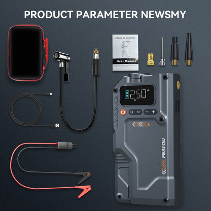 6000A/9000A Portable Jump Starter with 150 PSI Air Compressor – 7-in-1 Jump Box with Digital Tire Inflator & Battery Pack for Gas (10L) & Diesel (9.0L) Engines, Car Jumper Starter with USB Ports