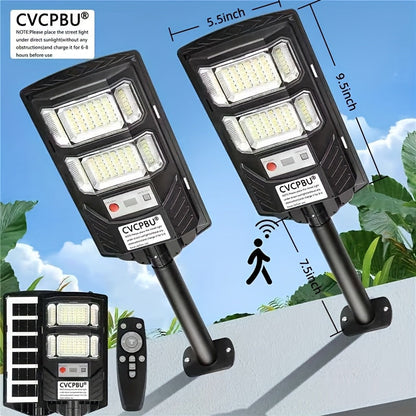 Solar Street Lights 400 LED 6500K Waterproof | Motion Sensor, Remote Control, Dusk to Dawn Outdoor Solar Flood Light for Parking Lot, Yard, Driveway, Commercial Area – 2 Pack & 4 Pack