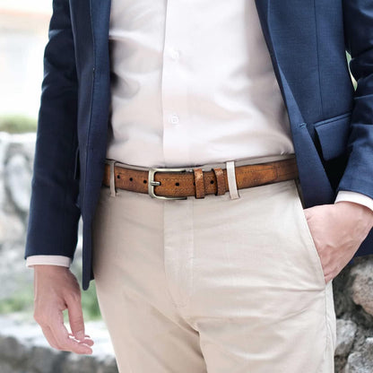 3Pcs Men's Leather Belt Set with Gift Box 1.25 Inch Adjustable Trim to Fit Dress Casual Jeans Classic Belt for Men Christmas Thanksgiving Gift