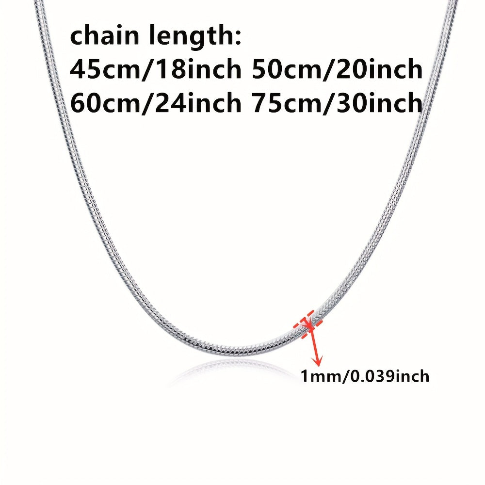 5-Piece 925 Silver Plated Snake Chain Necklace Set – 1mm Solid Bead Chain for Women & Men, Multiple Lengths 18-30 Inch, Layering Necklace Gift Set with Gift Bag
