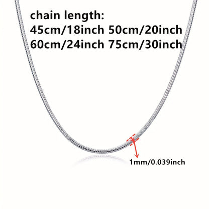 5-Piece 925 Silver Plated Snake Chain Necklace Set – 1mm Solid Bead Chain for Women & Men, Multiple Lengths 18-30 Inch, Layering Necklace Gift Set with Gift Bag