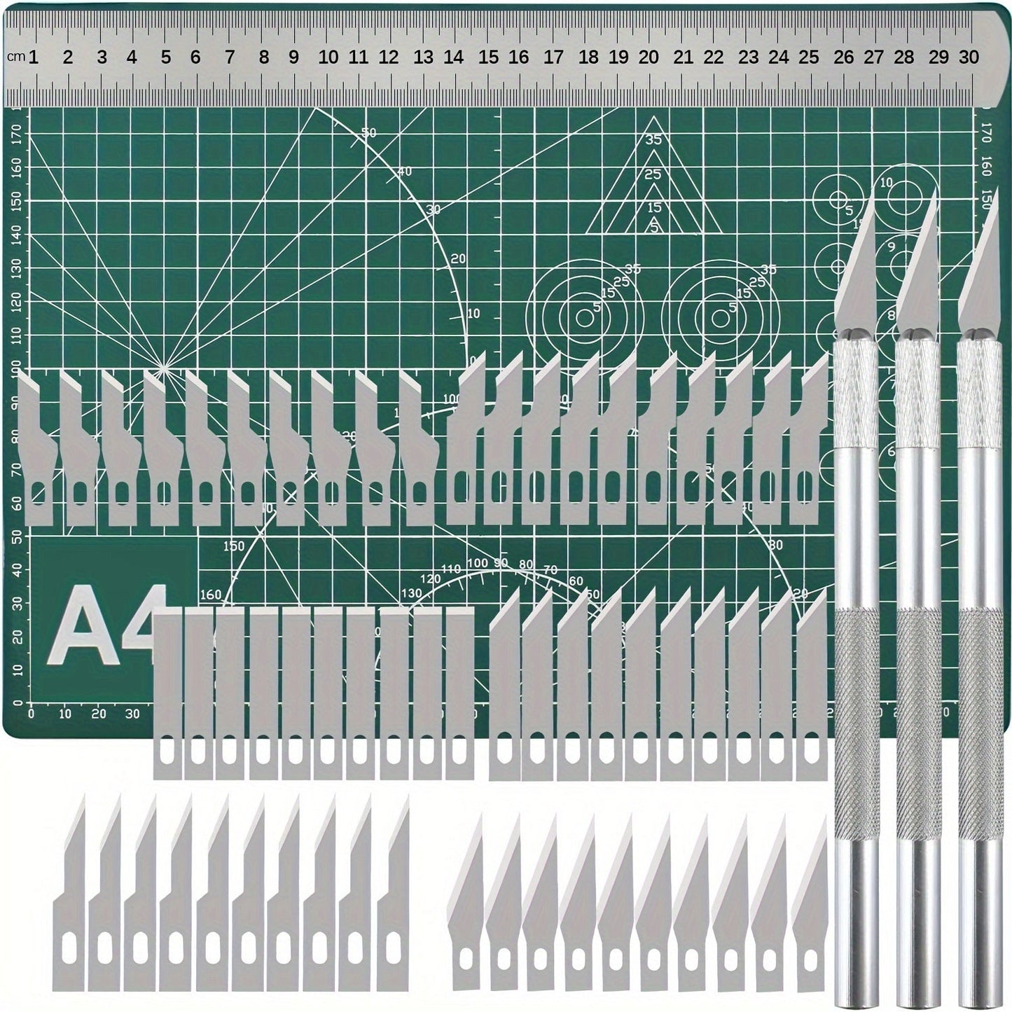 65 Pcs Exacto Knife Craft Cutting Kit with A4 Cutting Mat – Precision Stencil Knife Set with Blades & Cutting Rulers for Paper Modelling, DIY Crafts, Scrapbooking, Art & Card Making