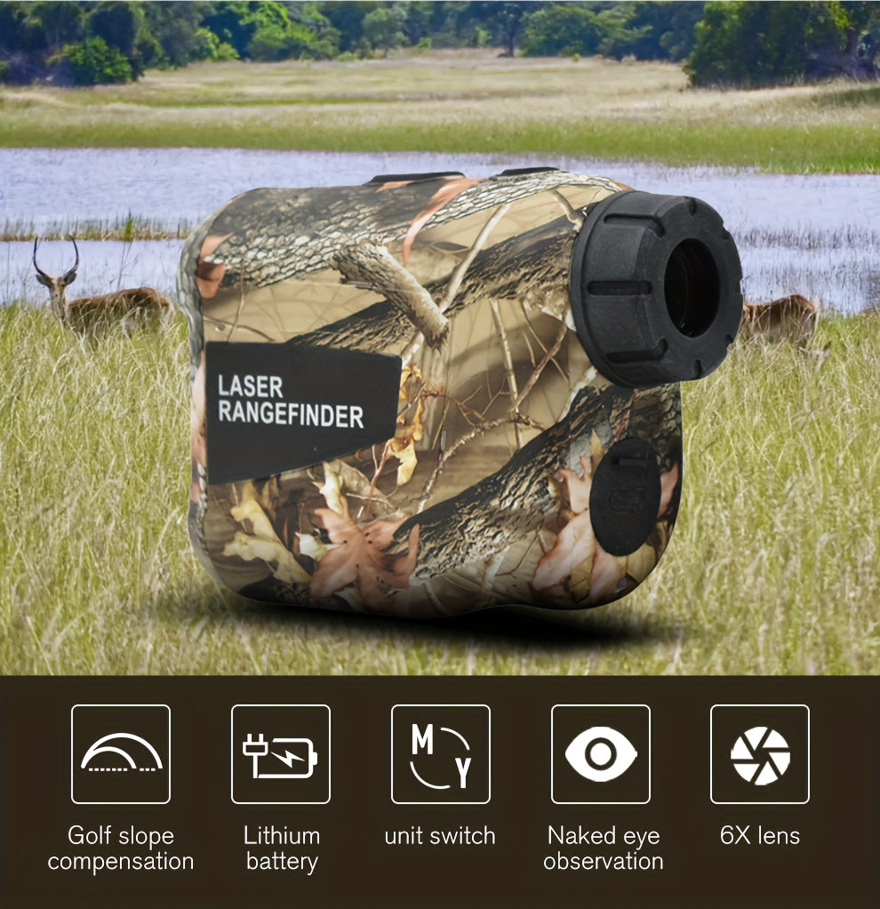 Laser Rangefinder 1200 Yards – 6X Magnification, Rechargeable, Slope Compensation, Flagpole Lock, Speed & Altitude Measurement, Golf & Hunting Camo Design