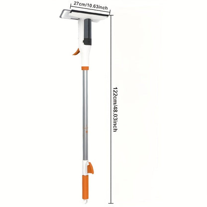 3-in-1 Glass Cleaning Kit with Durable Metal Pole Squeegee and Scraper for High Windows Shower Doors Car Windshields – Streak-Free Home Cleaning Tool
