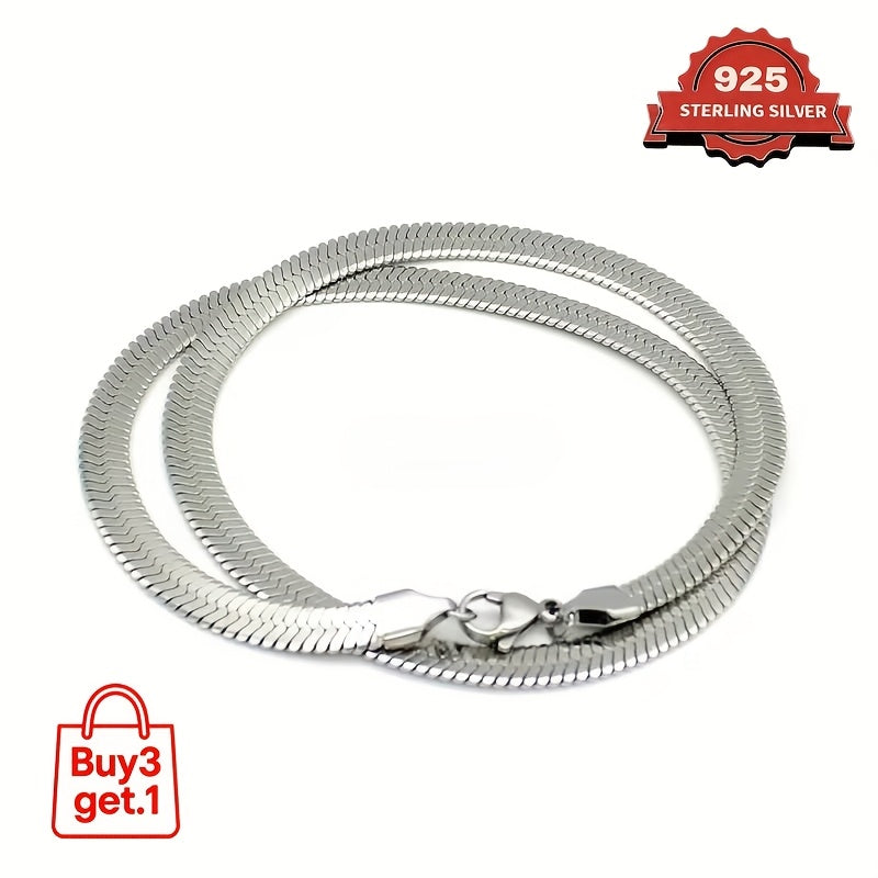 925 Sterling Silver Flat Snake Chain Necklace & Bracelet – 2D Sleek Stackable Design, Multiple Lengths, Gift Box Included, Perfect for Valentine's Day, Holidays & Everyday Layering