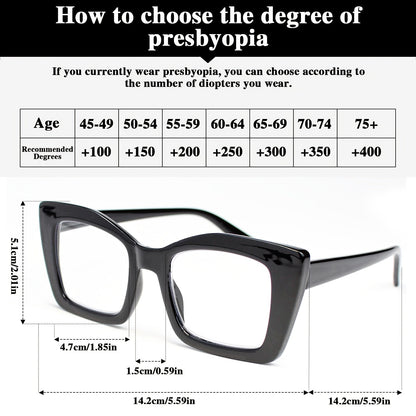 Women's Reading Glasses Set 7 Pairs – Large Square Vintage Style, Spring Hinges, +1.0 to +4.0 Magnification, Durable PC Frame, Stylish Everyday Eyewear for Women