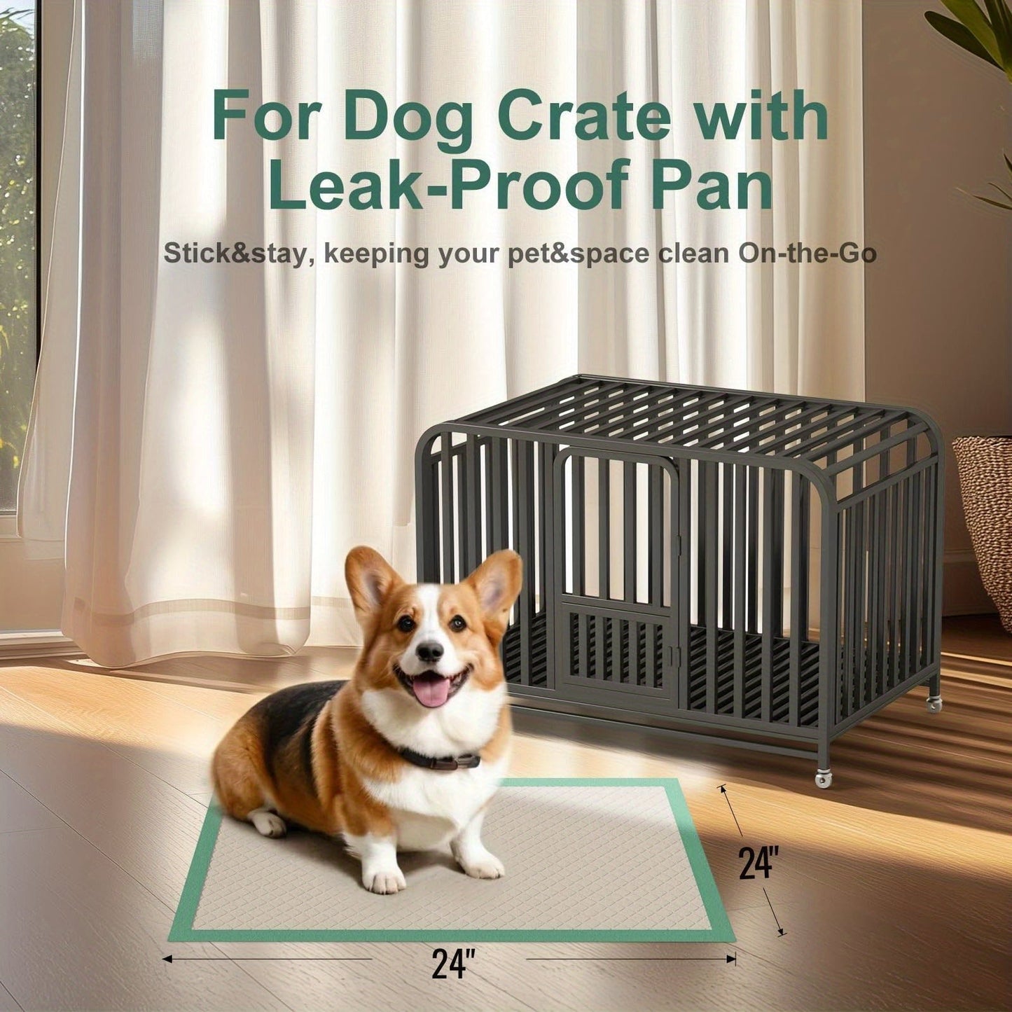Heavy-Duty Dog Pee Pads 24"x24" – 6-Layer Extra Thick Leak-Proof & Odor-Locking Puppy Training Pads, 50/100/200/300/400 Count, for Puppies, Dogs, Cats & Rabbits