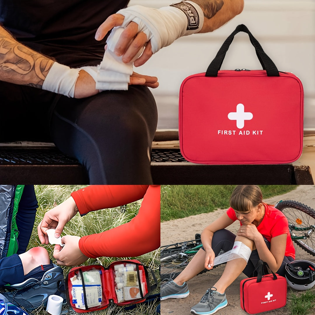 338-Piece First Aid Kit Waterproof Compact Trauma Medical Kit - Emergency Supplies for Home, Office, Car, Travel, Camping, Hiking & Boating, Red
