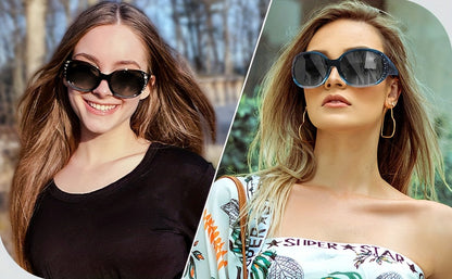 Rhinestone Cat Eye Sunglasses for Women – Floral Embellished UV Protection Shades, Lightweight Frames for Beach, Driving, Outdoor, Street Style & Vacation, Trendy Fashion Eyewear Gift