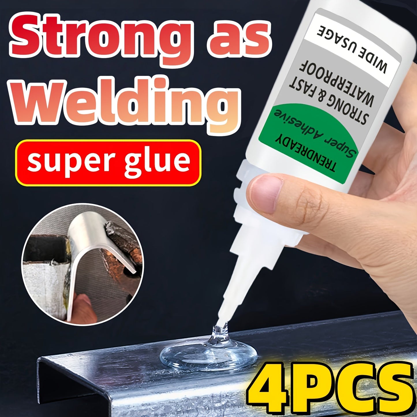 Super Glue 4-Pack Heavy Duty Instant Bond Adhesive – Fast Dry Clear Glue for Plastic Wood Metal Fabric Rubber Shoes Ceramics Crafts & Repairs