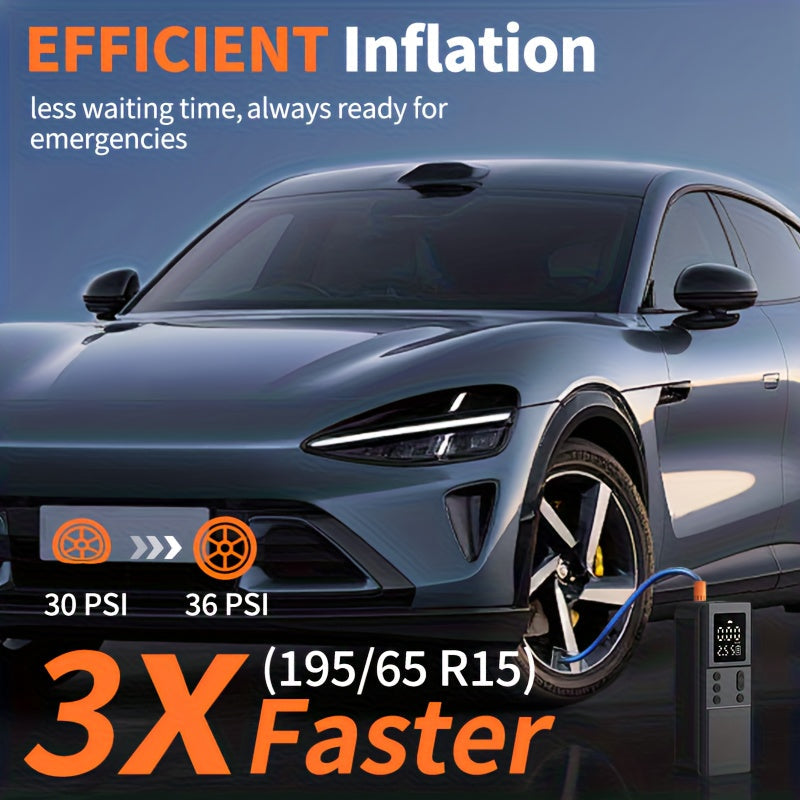 Portable Tire Inflator Air Compressor Pump for Car Tires, Bicycle, Motorcycle & Balls, Digital Pressure Gauge, Auto Shut-Off, USB & Cigarette Lighter Versions Available