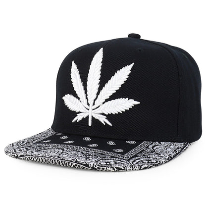 Rasta MJ Leaf 3D Embroidered Flat Bill Snapback Cap – Hip Hop Reggae Hat, Adjustable Snapback, One Size Fits Most, Unisex Streetwear Baseball Cap