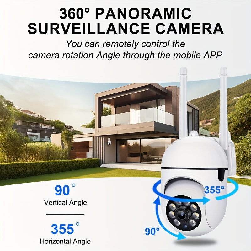 1080P 360° WiFi Panoramic Security Camera – Wireless Indoor Surveillance with Two-Way Audio, Motion Detection, Night Vision, USB Powered, SD Card & Cloud Storage, Smartphone Compatible