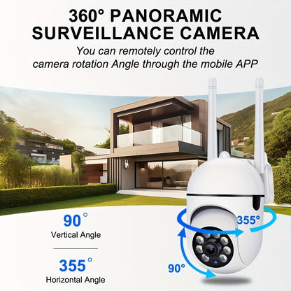 1080P 360° WiFi Panoramic Security Camera – Wireless Indoor Surveillance with Two-Way Audio, Motion Detection, Night Vision, USB Powered, SD Card & Cloud Storage, Smartphone Compatible