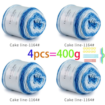Colorful Yarn Thread & Weaving Accessories Kit 2/4pcs Cotton Acrylic Wool Blend with C-Type Buckle Weaving Needle Bow Twist Needle DIY Knitting Crochet Sweater Scarf Beginner Craft Set