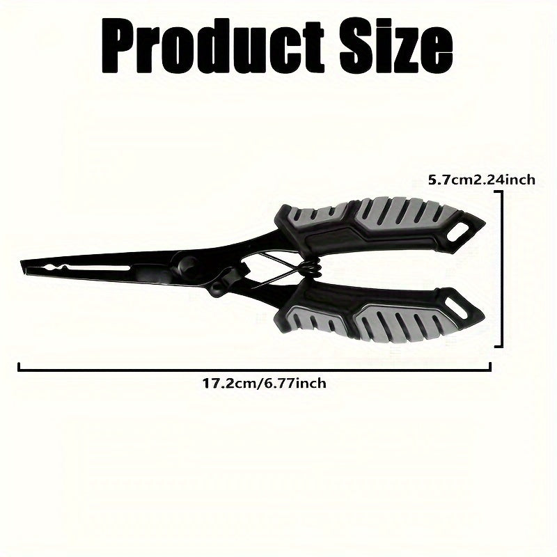 Fishing Pliers & Fish Gripper Combo Set 2PCS Stainless Steel with TPR Comfort Grip, Spring-Loaded Lock, Hook Remover Line Cutter Lanyard - Essential Freshwater Saltwater Fishing Tool Gift for Fishermen