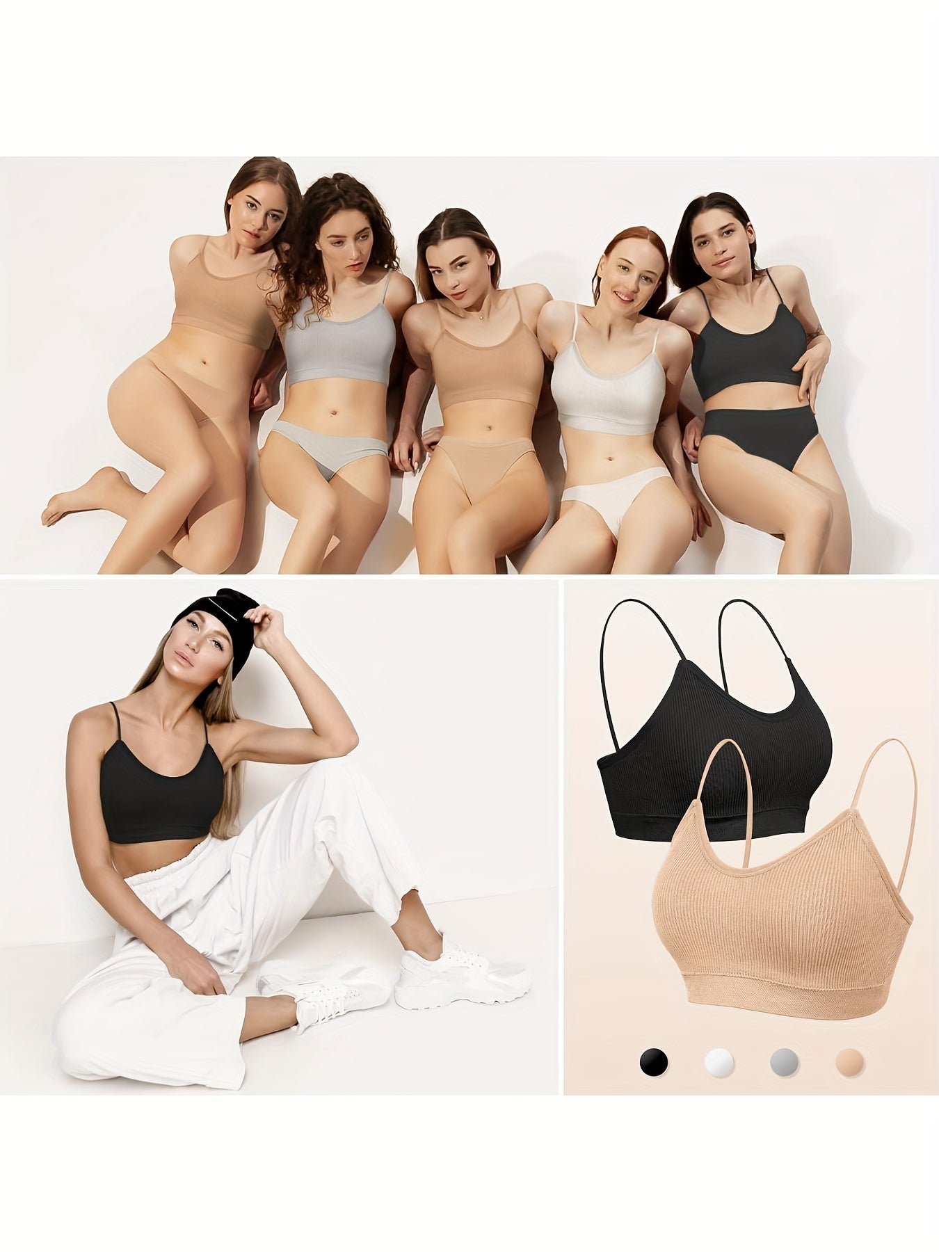 4 Pack Women's Wireless Bralettes with Removable Padding – Soft Breathable Seamless Bra Set for Yoga Lounge Sleep & Everyday Wear, Sizes S-XL in Multiple Colors