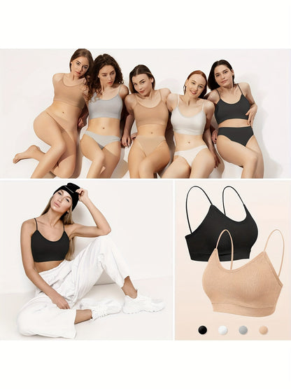 4 Pack Women's Wireless Bralettes with Removable Padding – Soft Breathable Seamless Bra Set for Yoga Lounge Sleep & Everyday Wear, Sizes S-XL in Multiple Colors