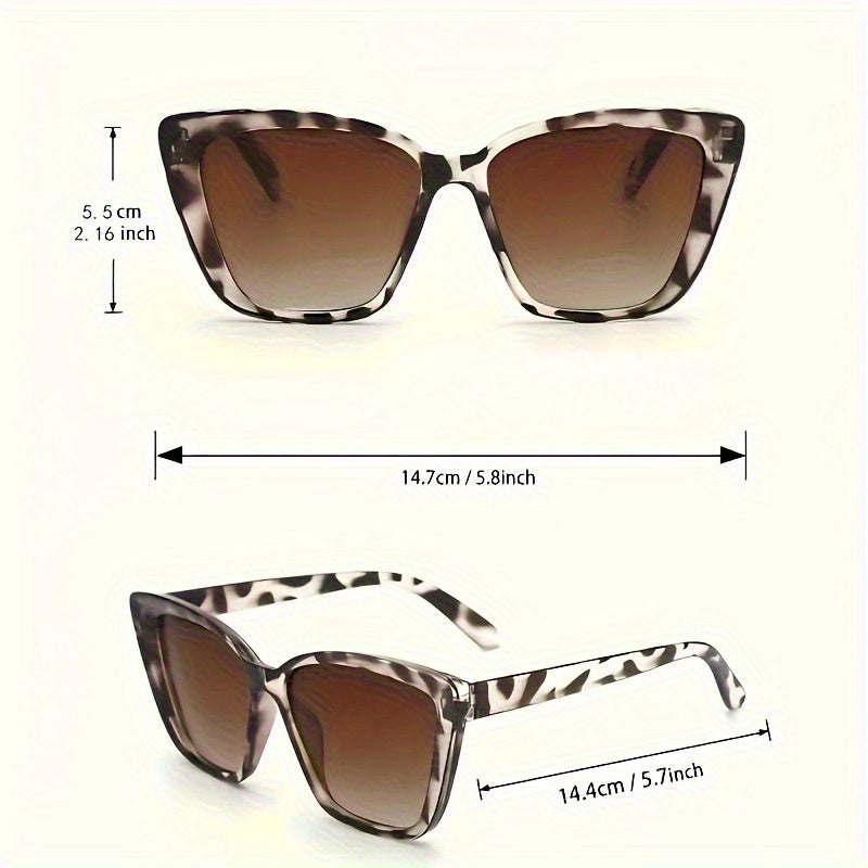 5Pcs Women's Cat Eye Sunglasses Set – Tortoiseshell Large Frame UV Protection Fashion Eyewear with Protective Case & Microfiber Cloth, Stylish Shades for Driving, Outdoor & Everyday Wear