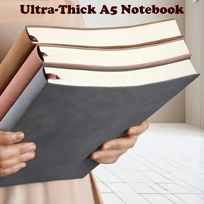 Soft Faux Leather Notebook 5-Pack Set Square Ruling Soft Cover Bookmark Extra Thick Pages for Business Meetings School Academic Writing – 7 Colors