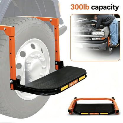 Foldable Tire Steps Anti-Slip for Truck SUV Trailer – Adjustable Height, 300/500/650 LB Load Capacity, Fits Tires Up to 13.5" Wide, Portable Tire Step Stool