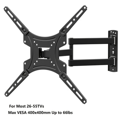 Full Motion TV Wall Mount 37-75 Inch Dual Arm Articulating Swivel Tilt Rotation VESA 600x400mm 132 lbs for OLED LCD LED Flat Curved TVs 24 Inch Extension
