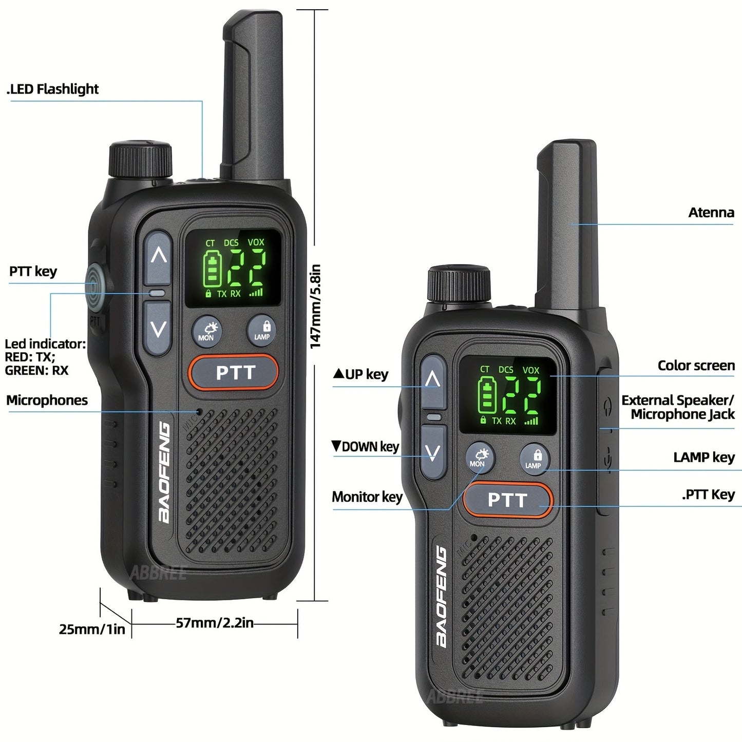 Baofeng BF-T18 Walkie Talkies Long Range for Adults – FRS Two-Way Radio with NOAA Weather Alert, VOX Hands-Free, 1500mAh USB-C Rechargeable, LED Flashlight for Hiking, Camping & Outdoor Adventures