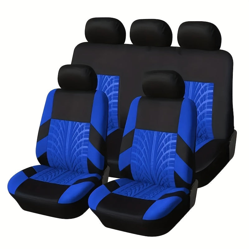 Full Enclosure 5-Seat Car Seat Covers with Tire Track Design – Universal Fit for Most Cars & SUVs, Breathable Fabric, Front & Rear Seat Protection, Stylish Auto Interior Accessories in Multiple Colors