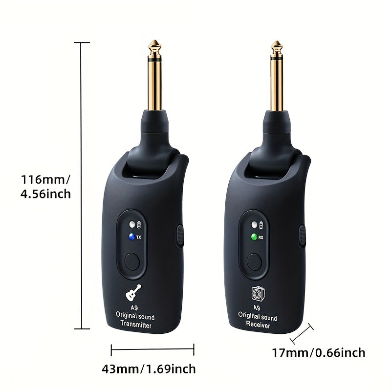 Wireless Guitar System 2.4GHz with 270° Rotatable Plug & Built-In Rechargeable Battery – Transmitter Receiver for Electric Guitar, Acoustic, Bass, Violin & Keyboard – Velora