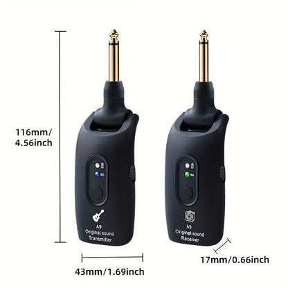 Wireless Guitar System 2.4GHz with 270° Rotatable Plug & Built-In Rechargeable Battery – Transmitter Receiver for Electric Guitar, Acoustic, Bass, Violin & Keyboard – Velora