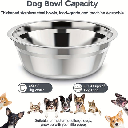 Elevated Dog Bowls Foldable Raised Feeder Stand – 2 Stainless Steel Bowls, Adjustable 5 Heights, Non-Slip, Portable Dog Food Water Bowl for Small Medium Large Dogs & Cats, 2-Pack