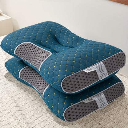 2-Pack Ergonomic Contour Neck Pillow – Orthopedic Cervical Support with Removable Zippered Cover, Breathable All-Season Sleeping Comfort, Neck & Shoulder Pain Relief, 7 Colors White Gray Blue Purple
