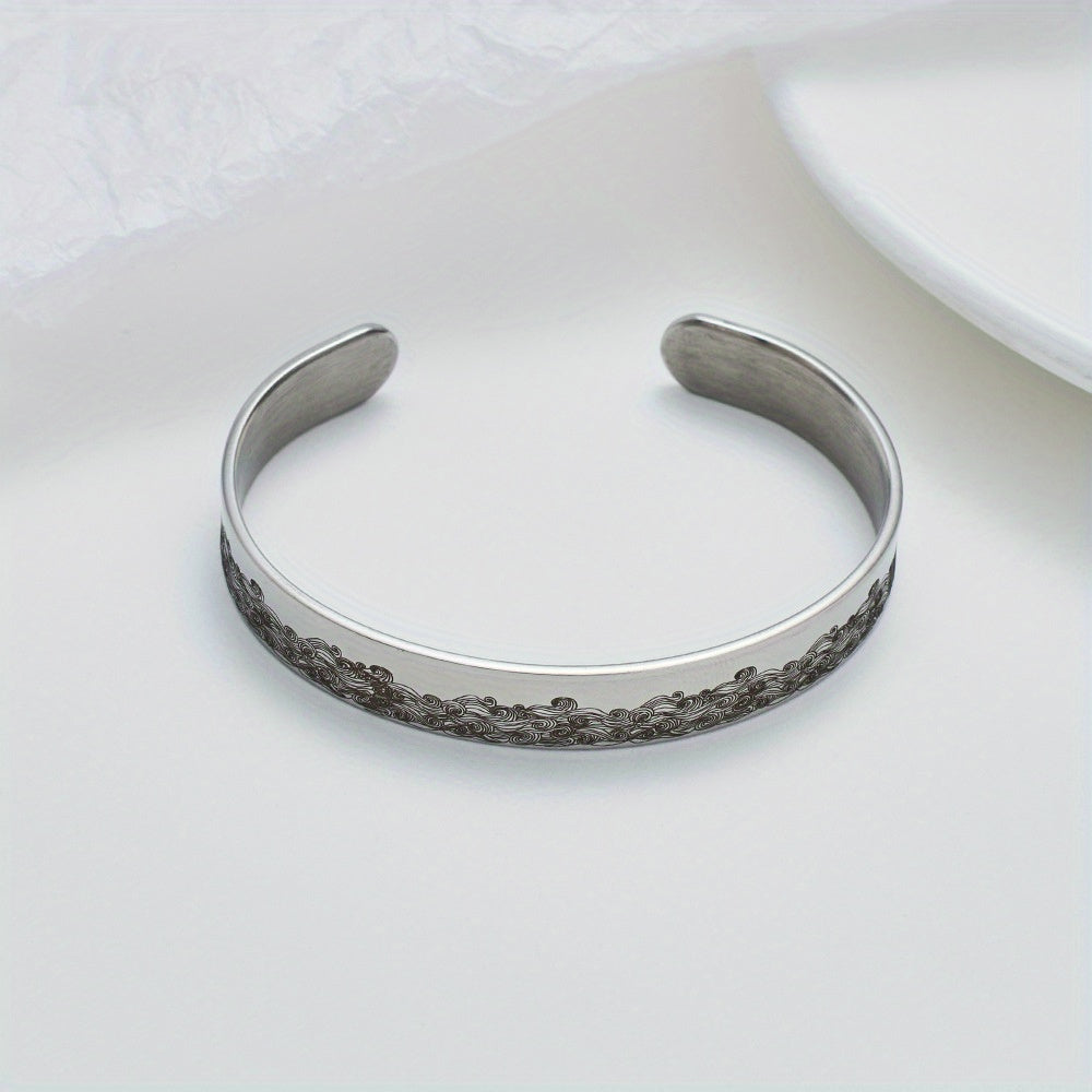 Pet Memorial Adjustable Open Cuff Bracelet for Animal Lovers – Vintage Style Commemorative Jewelry, C-Shaped Silver Bangle, Thoughtful Sympathy & Anniversary Gift for Pet Loss