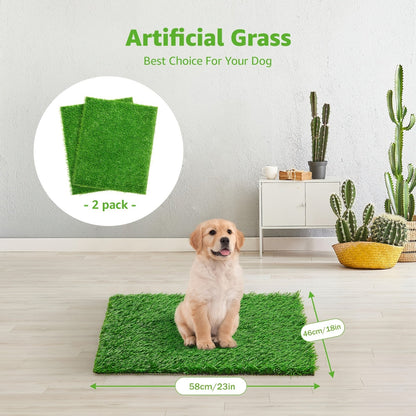 2-Pack Washable Dog Potty Training Mat Reusable Artificial Grass Pad with Odor Control for Puppies and Adult Dogs Indoor Outdoor Housebreaking and Travel Pet Waste Solution