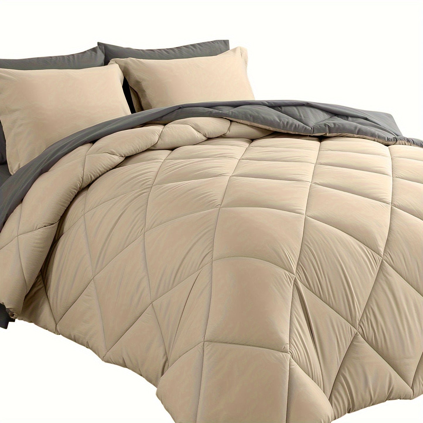 7 Piece Comforter Set Queen King Size – Soft Microfiber Pinch Pleated Bed in a Bag with Comforter, Fitted Sheet, Flat Sheet & 4 Pillowcases, All-Season Bedding Set for Home & Dorm