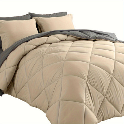 7 Piece Comforter Set Queen King Size – Soft Microfiber Pinch Pleated Bed in a Bag with Comforter, Fitted Sheet, Flat Sheet & 4 Pillowcases, All-Season Bedding Set for Home & Dorm