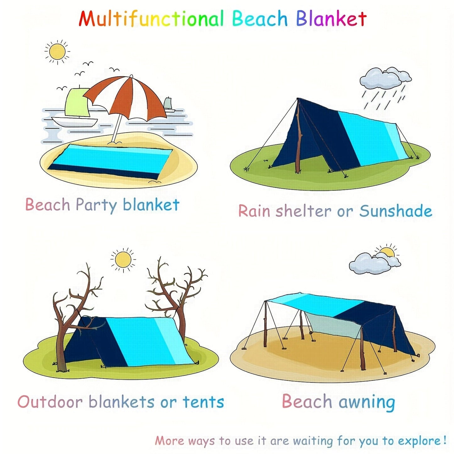 Sandproof Beach Blanket Oversized Up to 108x120 Inches – Quick Dry Lightweight Sand Free Mat for Beach Camping Picnic Travel, 8 Styles, Fits 2-10 Adults