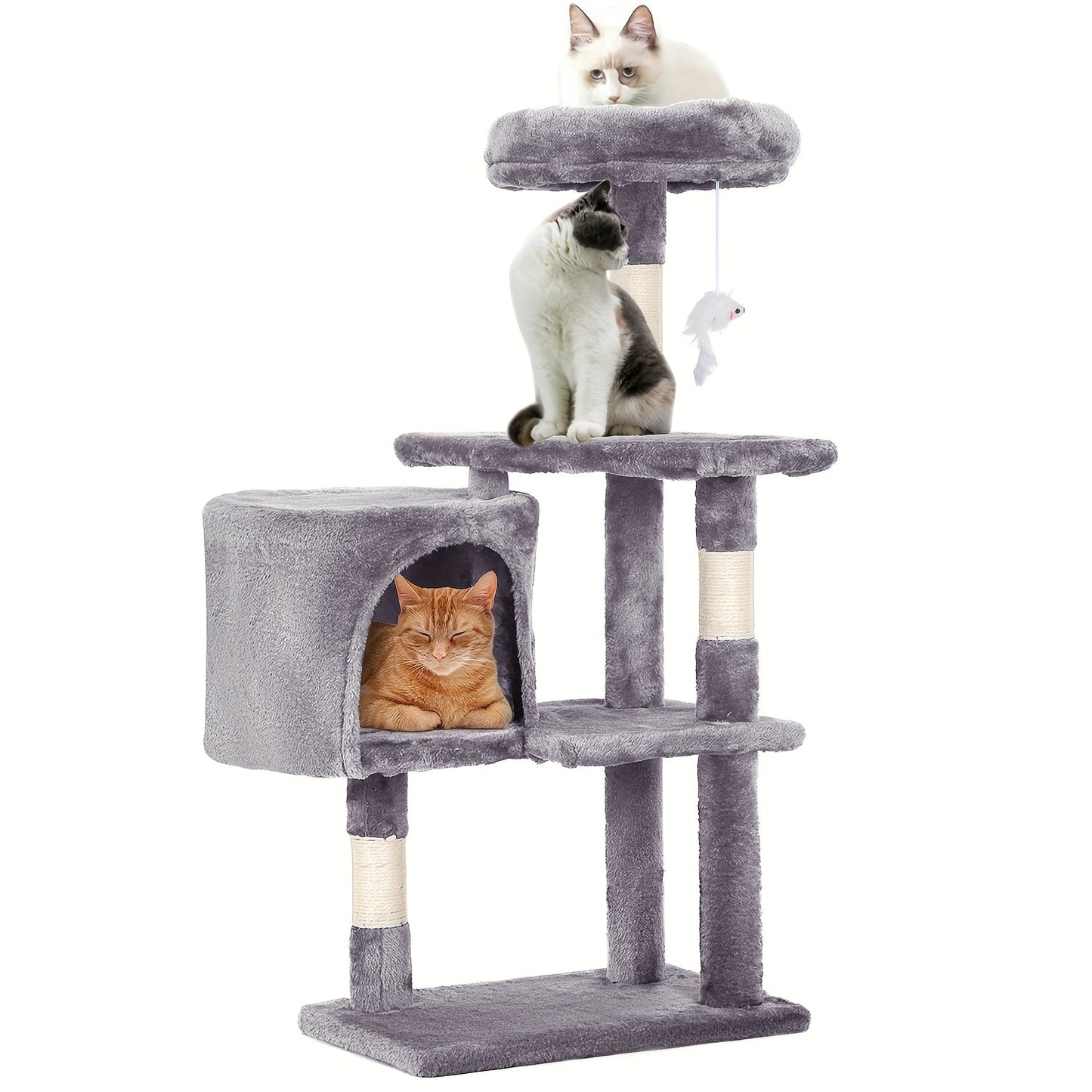 Multi-Level Cat Tree Tower with Scratching Post, Perches & Plush Apartments – Space-Saving Indoor Cat Climbing Frame & Activity Center, Heights 36–80 Inch, 6 Colors