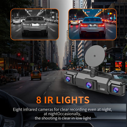 4K Dash Cam 360° Rotary 4-Channel Car DVR – Free 32GB SD Card, Night Vision, 24H Loop Recording, Parking Monitor, Front 4K + Rear Left Right 1080P, for Cars SUVs Trucks Rideshare