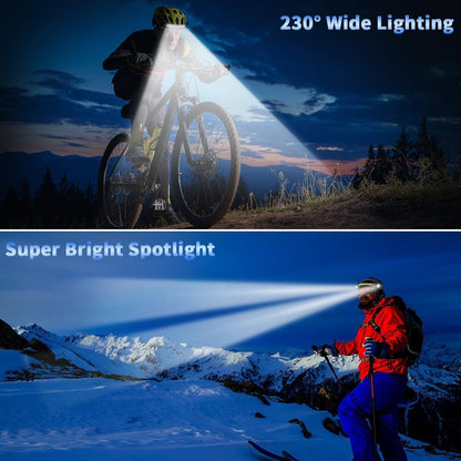 4 Pack USB Rechargeable LED Headlamp Ultra Bright Hands-Free with Adjustable Headband, Built-in 1200mAh Lithium Battery, Multi-Mode Emergency Work Light for Camping Hiking Running Fishing Repairing