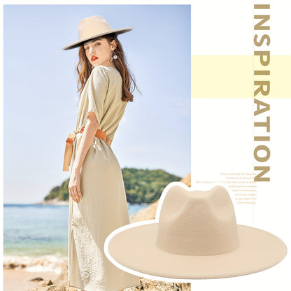 Wide Brim Cowboy Hat for Men & Women – Western Felt Fedora Cowgirl Cap, Classic Jazz Panama Trilby Style, Sun Hat for Outdoor Festivals, Travel & Everyday Casual Wear