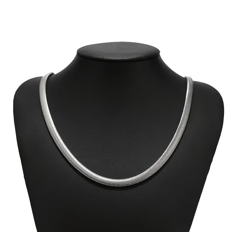925 Sterling Silver Flat Snake Chain Necklace – Sleek Minimalist Unisex Jewelry, 20 Inch Smooth Serpentine Chain, Perfect Gift for Weddings, Parties, Christmas & Holidays