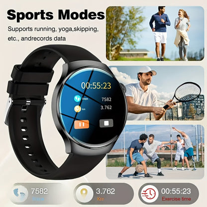 Smartwatch with Call Function & Fitness Tracker for Men & Women – Silicone Strap, Step Counter, Calorie Tracking, Heart Rate Monitor, Multiple Sports Modes, Music Playback & Remote Camera Control