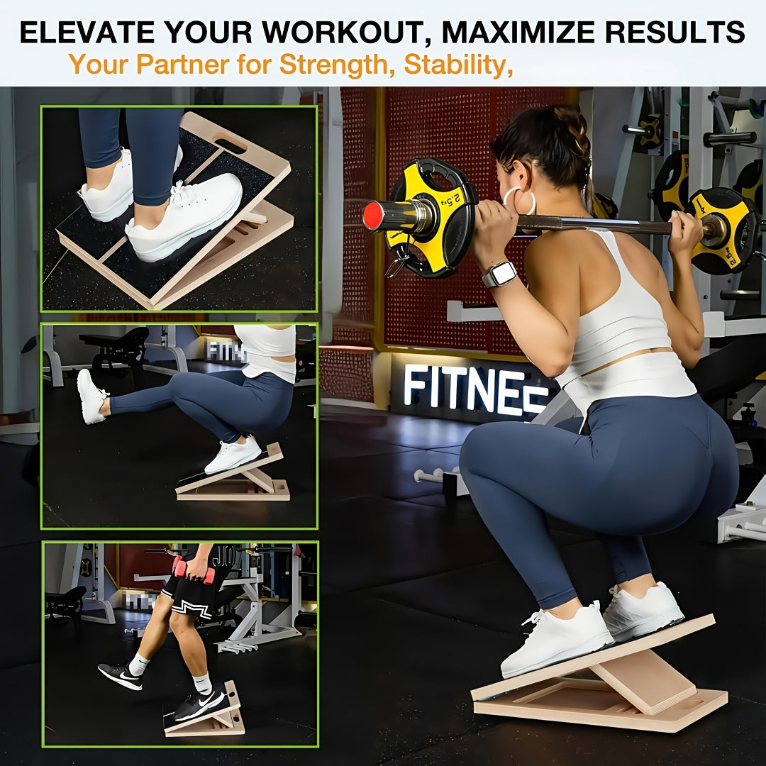 Adjustable Wooden Slant Board for Calf Stretching – Non-Slip Incline Wedge Stretcher for Squats Ankle Foot Mobility Heel Stretch Physical Therapy Balance
