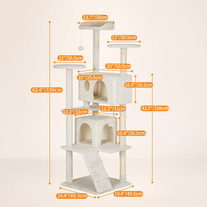 Multi-Level Cat Tree Tower with Scratching Post – Indoor Kitten Activity Center Playhouse, Easy to Assemble, Available in 22"/54"/60"/70" Heights & 7 Colors, Perfect Cat Gift