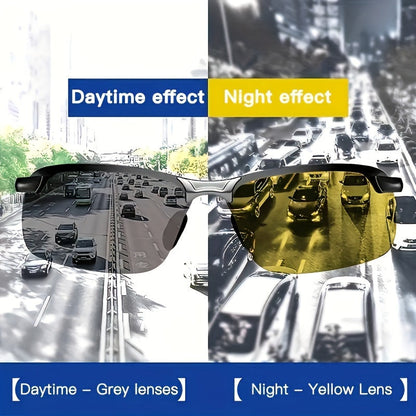 2-Pack Aurora Night Vision Driving Glasses – Anti-Glare Half-Frame, Lightweight TAC Lenses, Unisex for Men & Women, Safe Night Driving & Daily Wear Eyewear, Sleek Yellow Lens Glasses