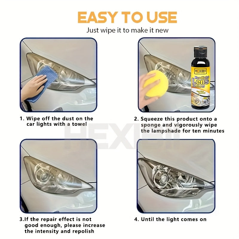 Car Headlight Restoration Fluid 100ml – Crystal Plating Coating Agent for Oxidation, Yellowing, Scratches & Blurring – Headlight Refurbishment & Enhancement Solution – Velora