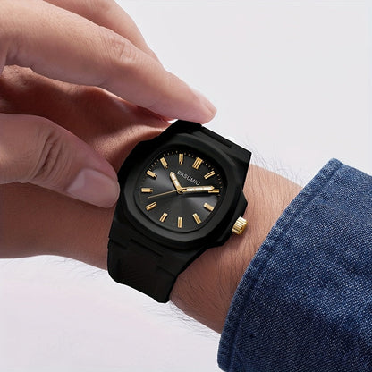 Men's Casual Silicone Band Quartz Watch Zinc Alloy Case Oval Dial Analog Pointer Display - Lightweight Everyday Fashion Watch Gift for Men Boyfriend Dad