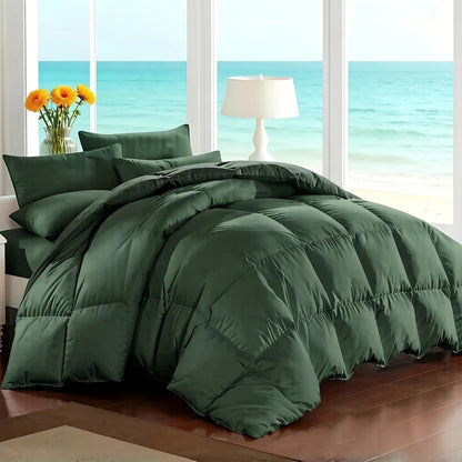 7 Piece Comforter Set Queen King Size – Soft Microfiber Pinch Pleated Bed in a Bag with Comforter, Fitted Sheet, Flat Sheet & 4 Pillowcases, All-Season Bedding Set for Home & Dorm